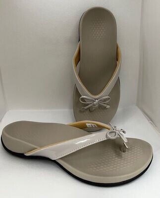 Women's Arch support Orthotic Grey Patent toe post sandals 4UK