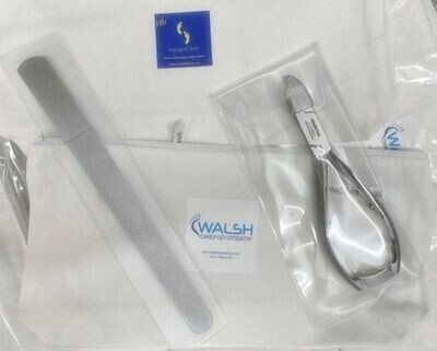Patient Nail Care Set in zip case (diamond deb file & Nippers)