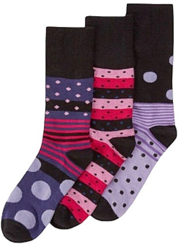 Ladies Comfort fit Bamboo Pandastick 3 pk socks Purples 412B721