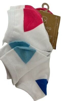 Ladies White Natural Bamboo Trainer Socks liners with coloured heels 4-8uk~sk413