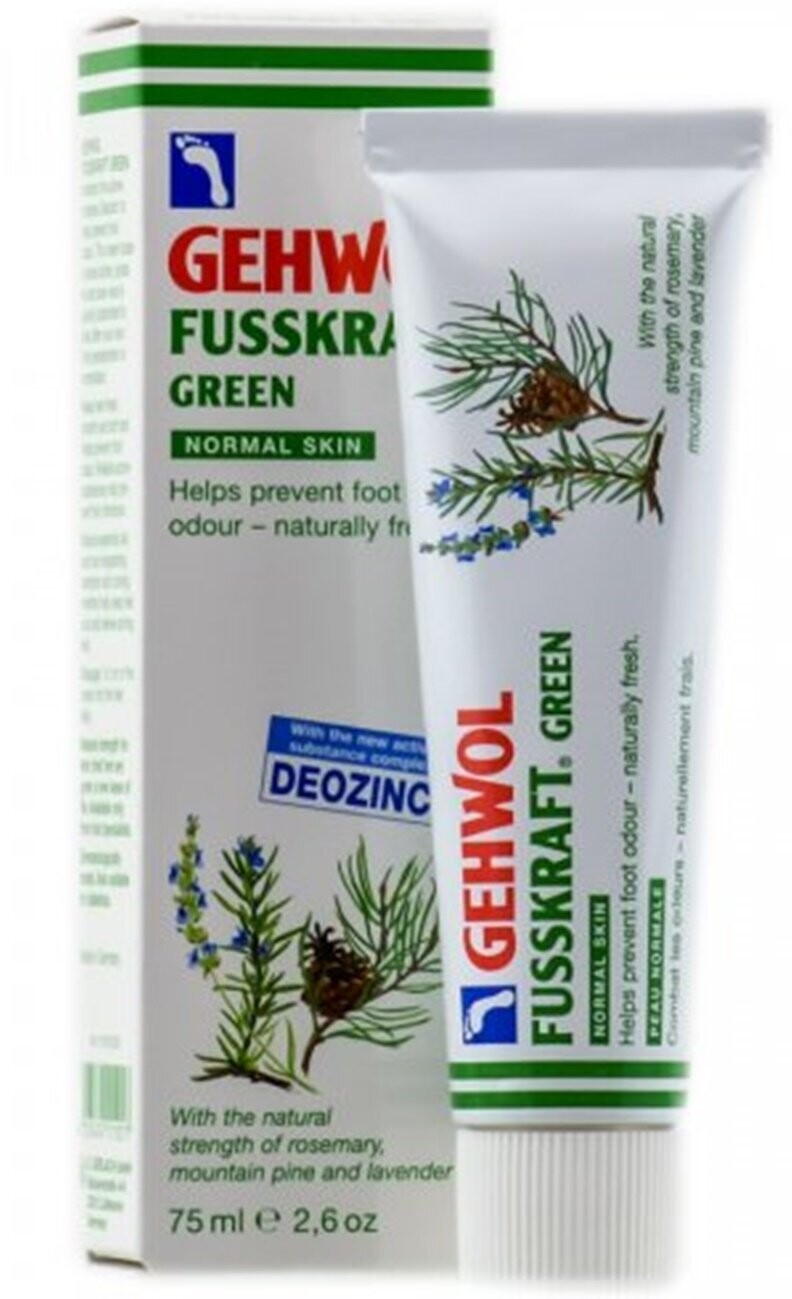 Gehwol Fusskraft Green 75ml tube cream DISINFECTS DEODORISE feet VEGAN DIABETIC