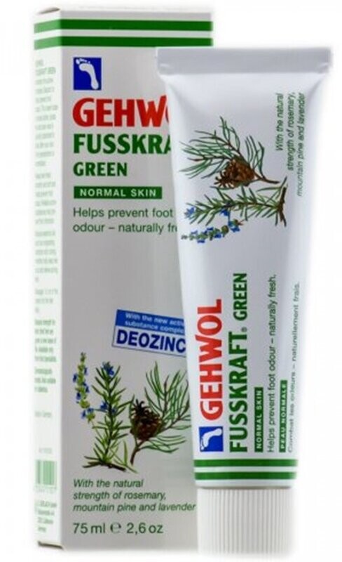 Gehwol Fusskraft Green 75ml tube cream DISINFECTS DEODORISE feet VEGAN DIABETIC