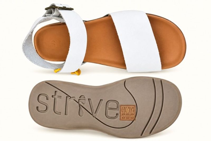 Strive Cara Ladies arch support ankle strap sandal in white 8uk
