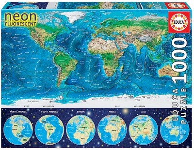 PUZZLE 1000 pcs "NEON" Mapa Mundi - EDUCA
