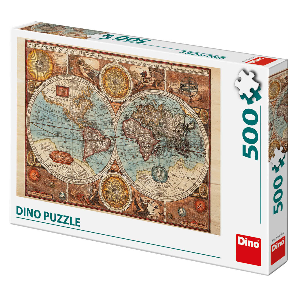 PUZZLE 500 pcs - Mapa Mundial de 1626 - DINO