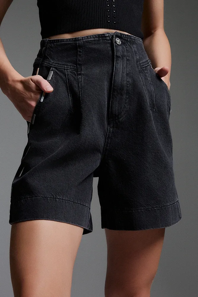 BSB SHORT IN DENIM BLACK CON BORCHIE