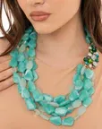 COLLANA MULTI LINEE CON PIETRE TURCHESI E CRISTALLI