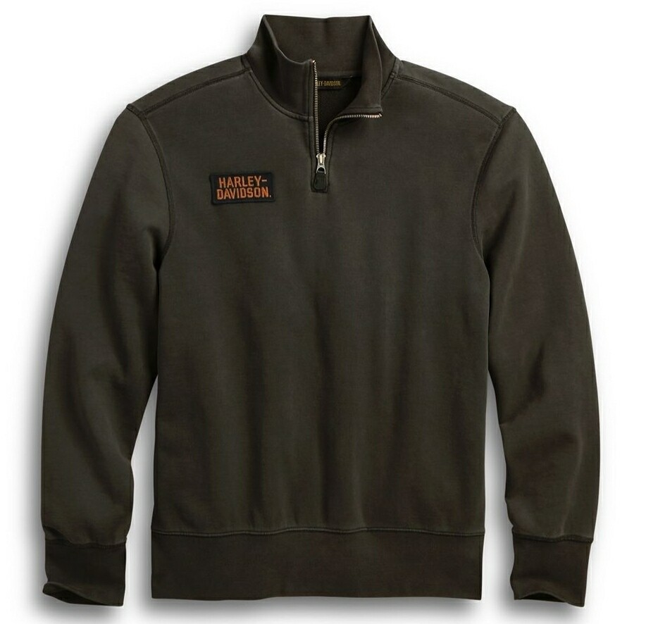 H-D MOCKNECK - DISTRESSED PRINT 1/4 ZIP PULLOVER H-D MOCKNECK - DISTRESSED PRINT 1/4 ZIP PULLOVER