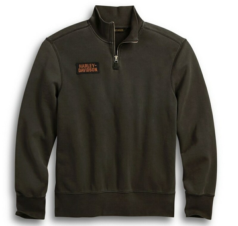 H-D MOCKNECK - DISTRESSED PRINT 1/4 ZIP PULLOVER H-D MOCKNECK - DISTRESSED PRINT 1/4 ZIP PULLOVER