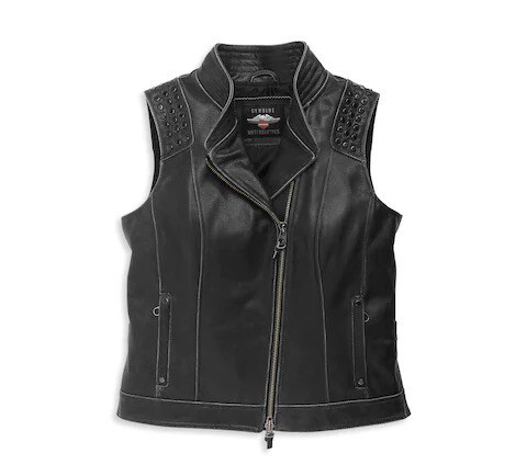 H-D WOMENS LEATHER STUDDED VEST