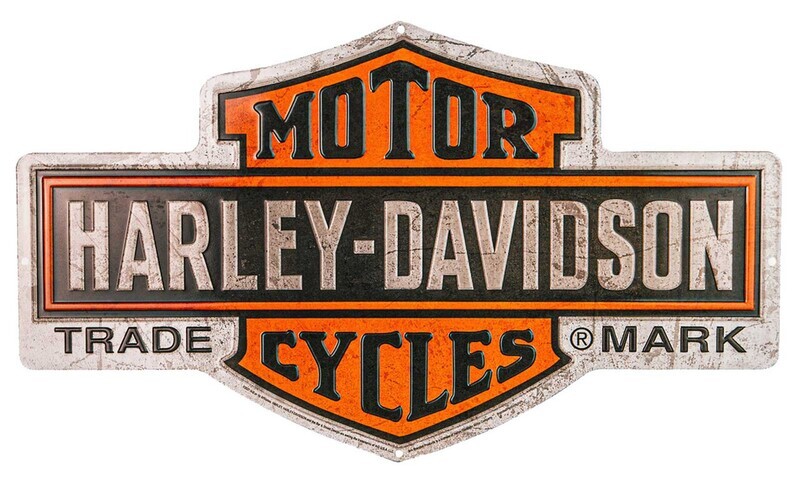 Harley-Davidson Embossed Tin Sign, Nostalgic Bar &amp; Shield Logo