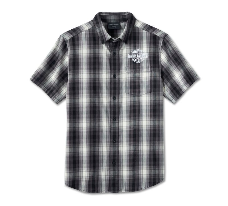 MEN'S SCREAMIN' ' EAGLE SHORT SLEEVE SHIRT- BLACK PLAID MEN'S SCREAMIN' ' EAGLE SHORT SLEEVE SHIRT- BLACK PLAID