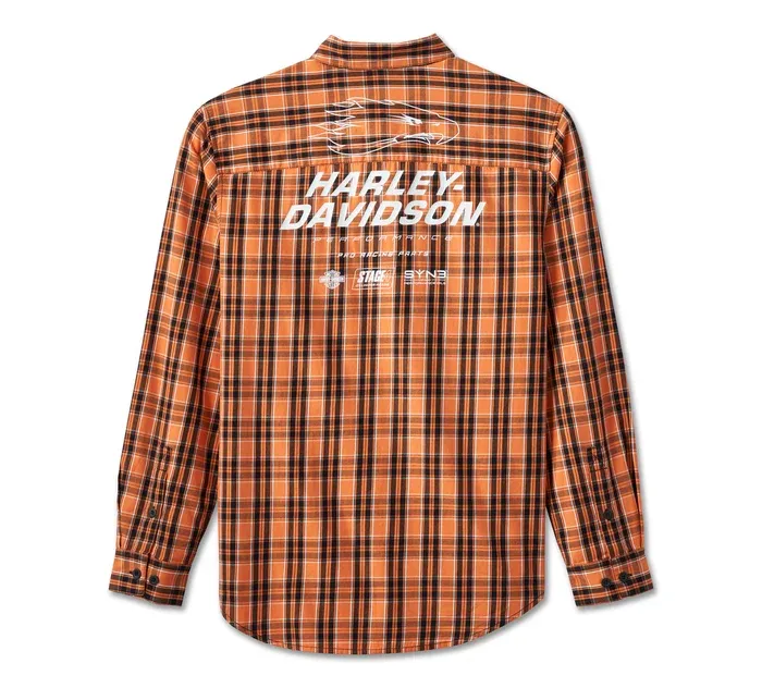 Men's Screamin' Eagle Plaid Shirt - Orange Plaid Men's Screamin' Eagle Plaid Shirt - Orange Plaid
