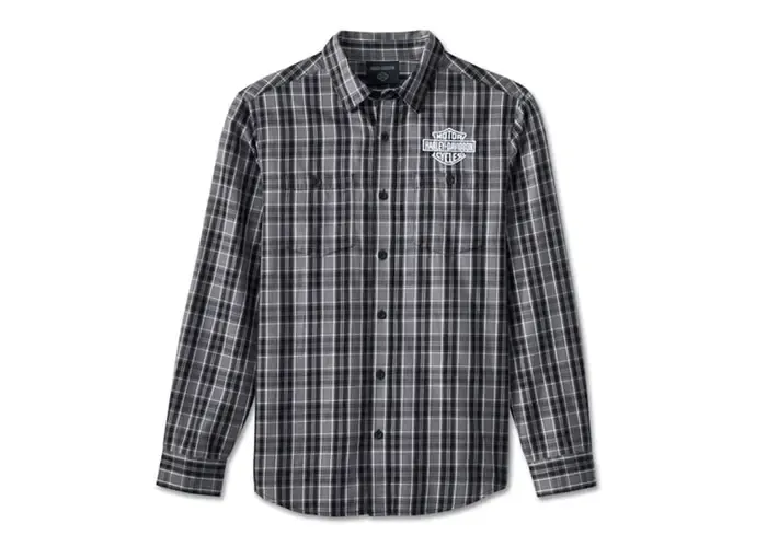 Men's Screamin' Eagle Plaid Shirt - Black Plaid Men's Screamin' Eagle Plaid Shirt - Black Plaid