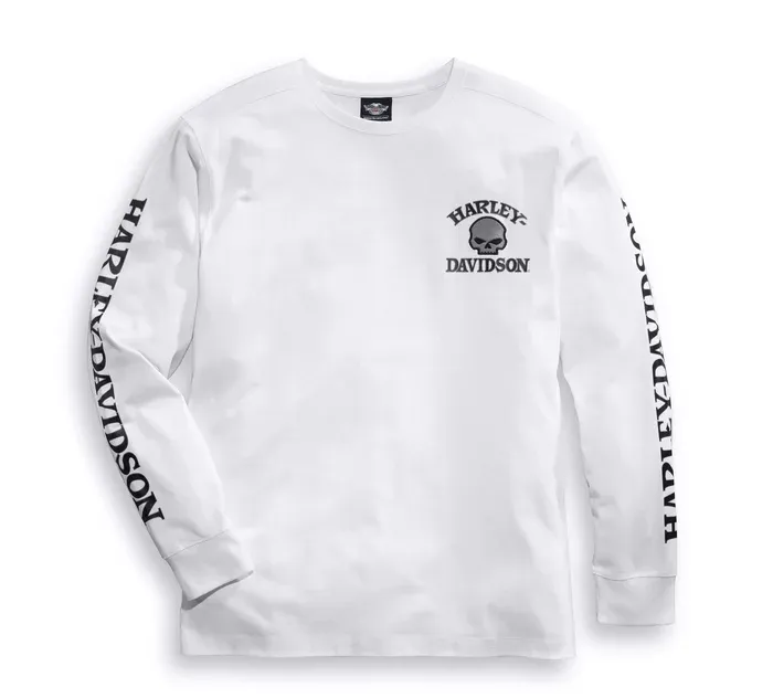 Men's Skull Long Sleeve Tee - White Men's Skull Long Sleeve Tee - White