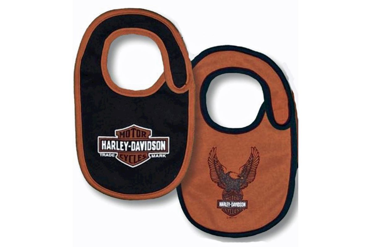 HARLEY-DAVIDSON BABY BOYS' 2 PACK KNIT BIBS - ORANGE & BLACK HARLEY-DAVIDSON BABY BOYS' 2 PACK KNIT BIBS - ORANGE & BLACK