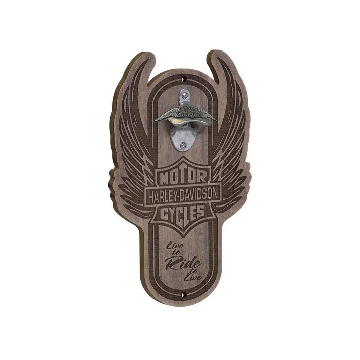 Harley-Davidson® Winged Bar & Shield Magnetic Wooden Bottle Opener Harley-Davidson® Winged Bar & Shield Magnetic Wooden Bottle Opener