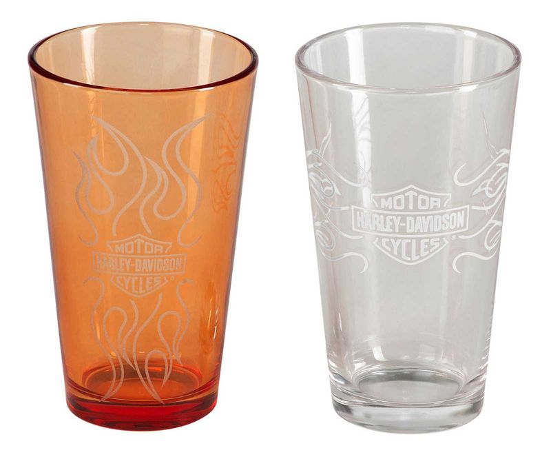 Harley-Davidson® Bar &amp; Shield Flames Pint Glass Set