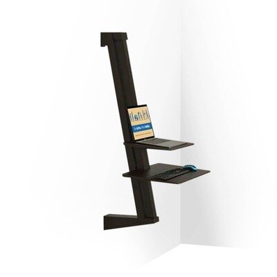 EeTee: Wall-mounted sit/stand fixture for laptop & desktop