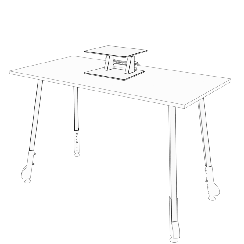 RiteHite Table with PowErgo: Height-adjustable table with laptop support and power manager