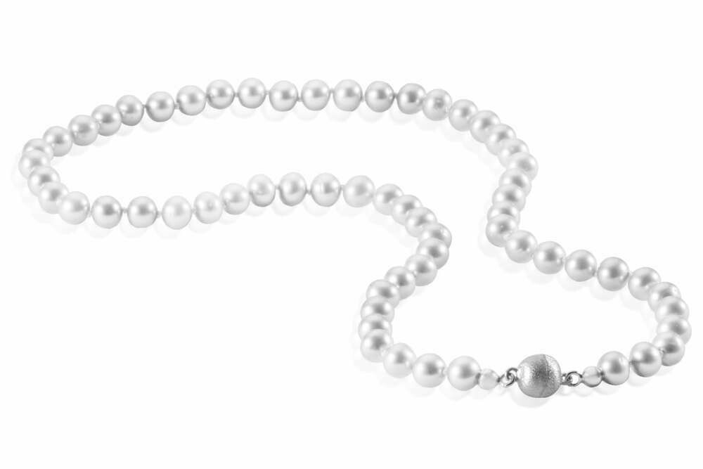 Süßwasser Perlenkette mit Magnetverschluss in Silber 925/-