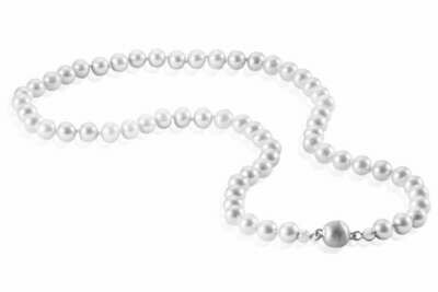 Süßwasser Perlenkette mit Magnetverschluss in Silber 925/-