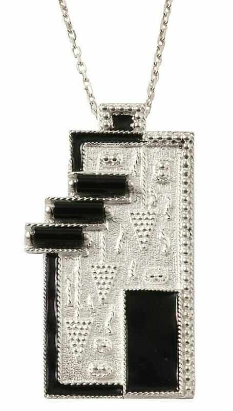 Anhänger in Silber 925/- mit Onyx