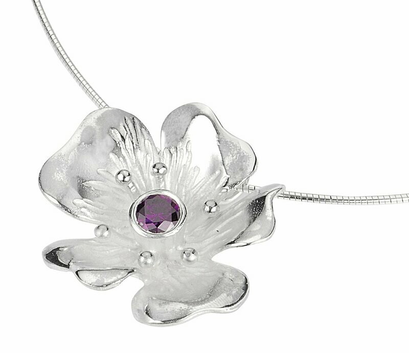 Blumen Anhänger in Silber 925/- mit Reif