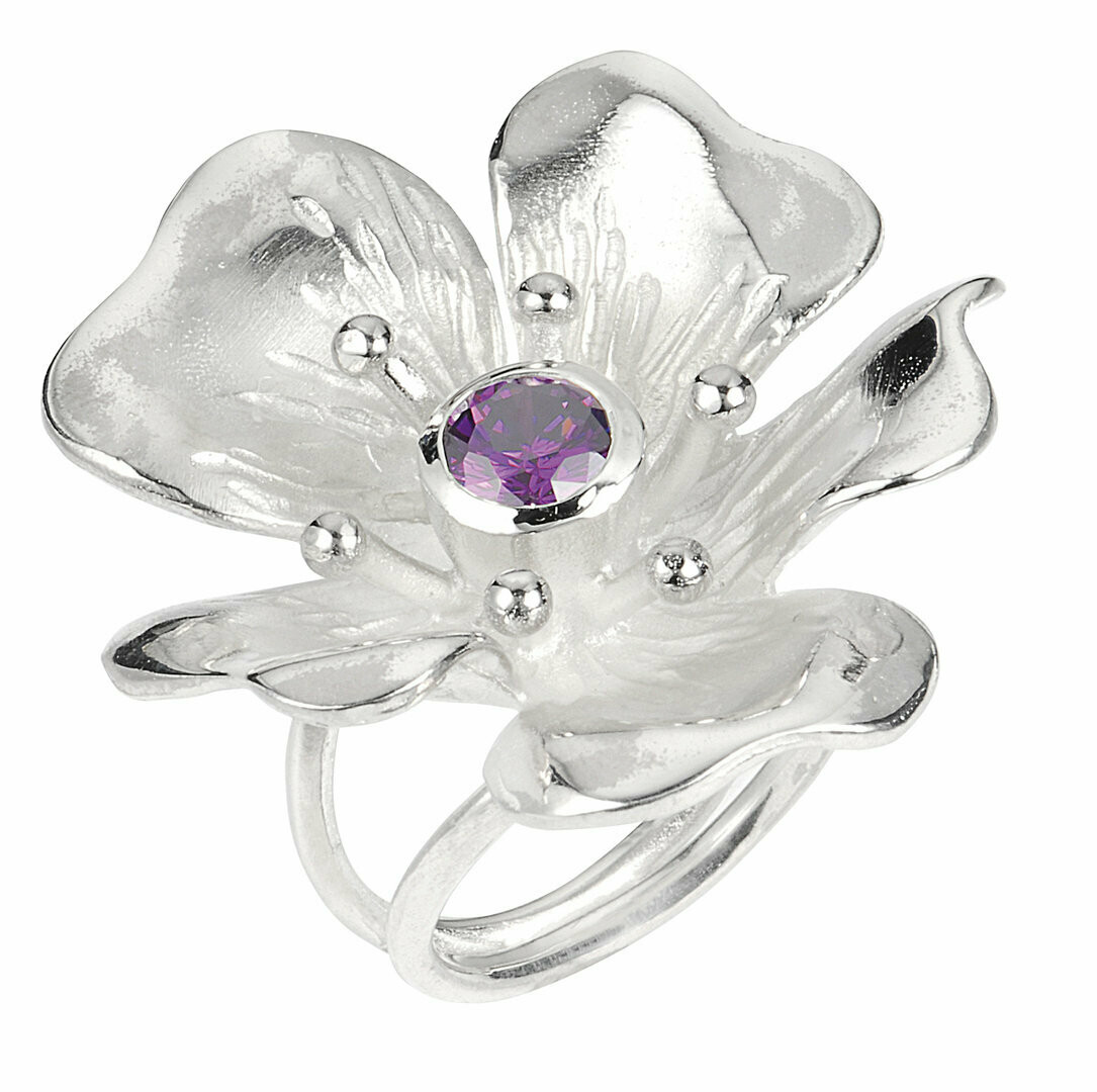 Blumen Ring in Silber 925/-