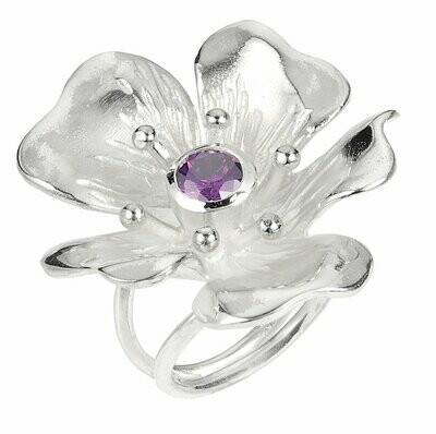Blumen Ring in Silber 925/-