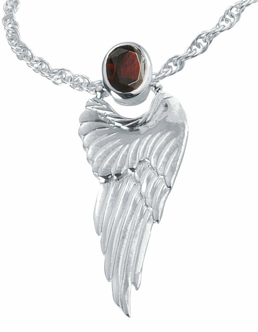Engelsflügel 925/- mit Granat inkl. Kette
