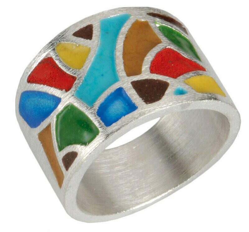 Emaille Ring in Silber 925/-