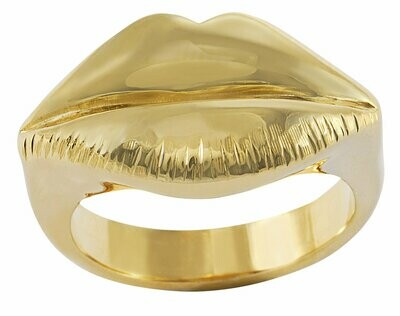 Kussmund Ring in Silber 925/- goldplattiert