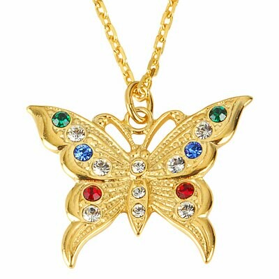 Schmetterling Anhänger mit Kette in Silber mit hochwertiger Goldauflage