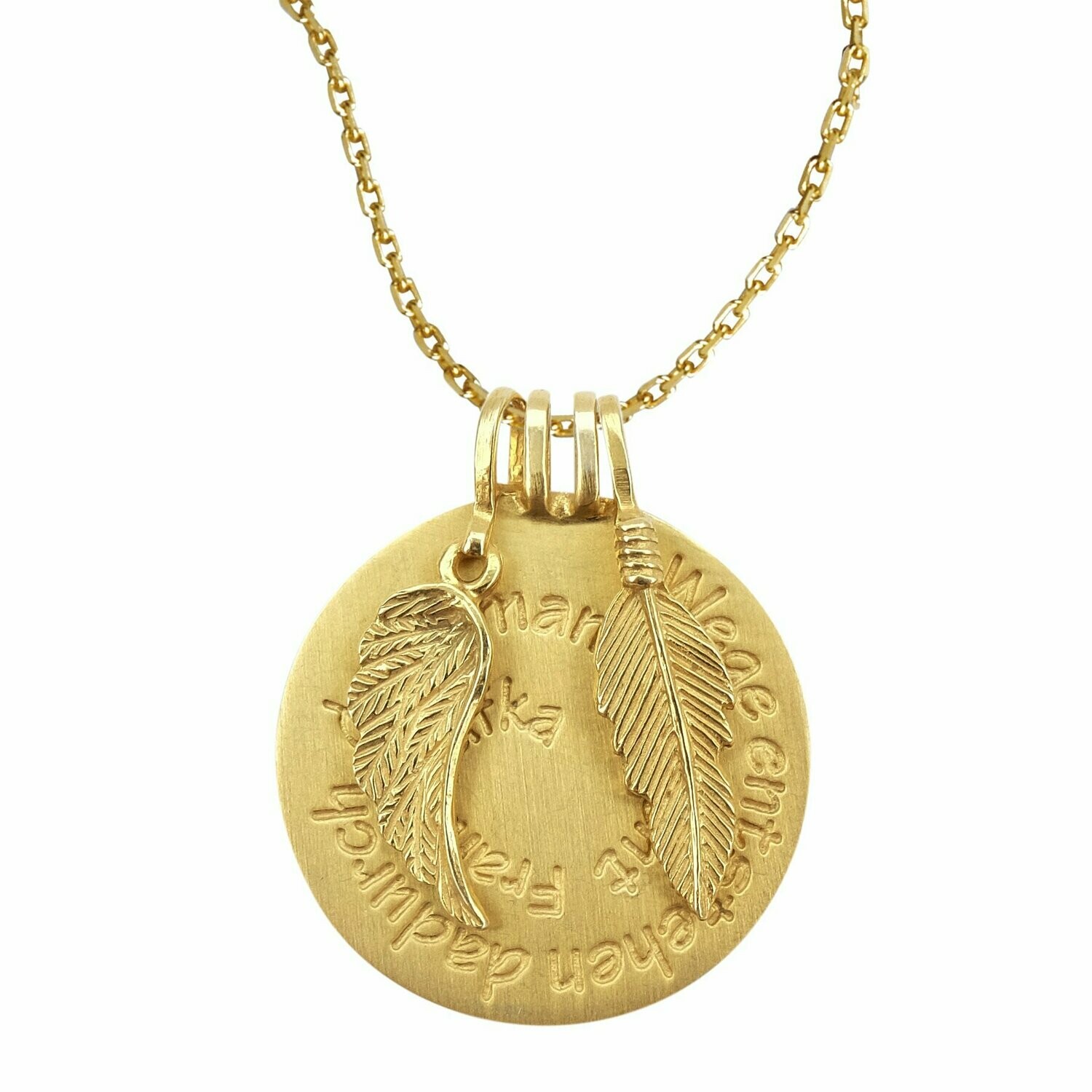 Anhänger Kafka in Silber 925/- goldplattiert mit Kette