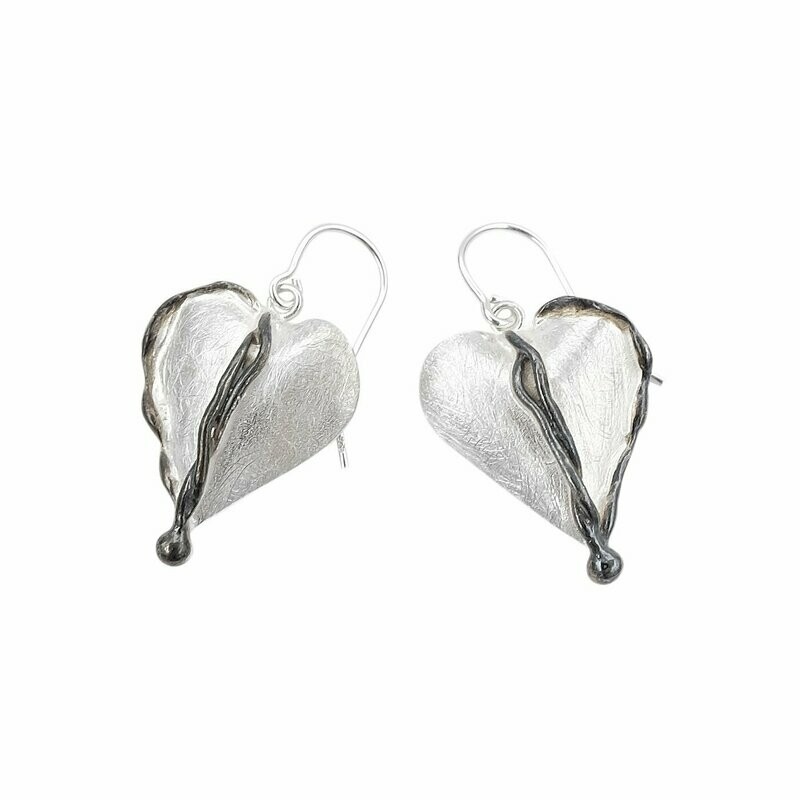 Ohrhänger Herz in Silber 925/-