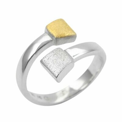 Moderner Ring in Silber 925/- bicolor
