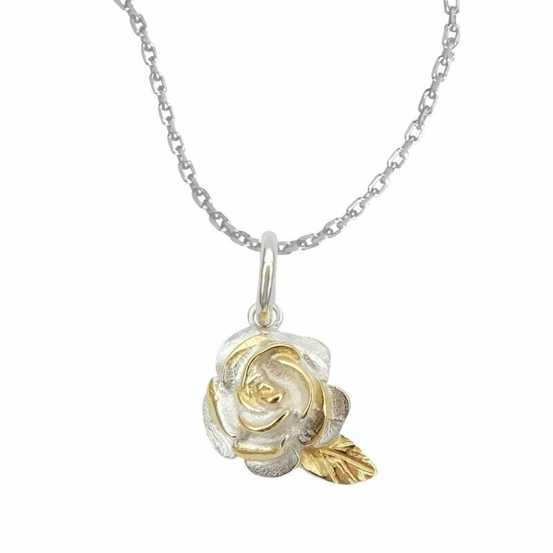 Rosen Anhänger in Silber 925/- bicolor inkl. Kette