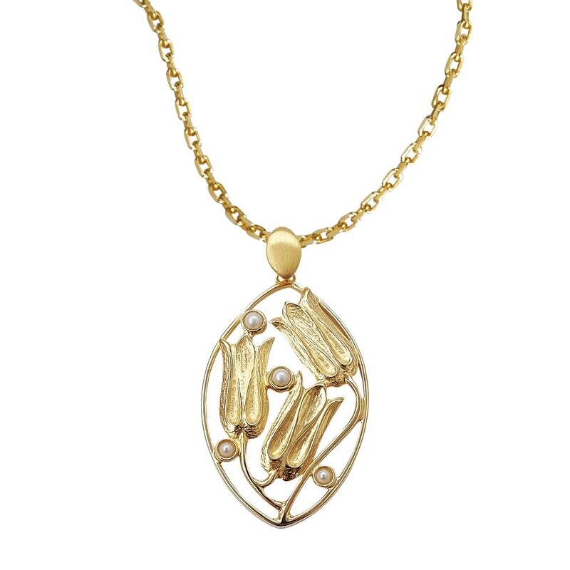 Anhänger mit Süßwasserperlen in Silber 925/- mit hochwertiger Goldauflage inkl. Kette