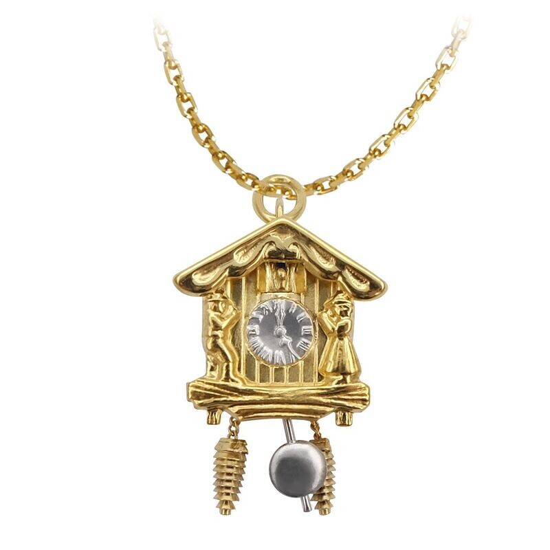Anhänger "Uhr" in Silber 925/- bicolor inkl. Kette