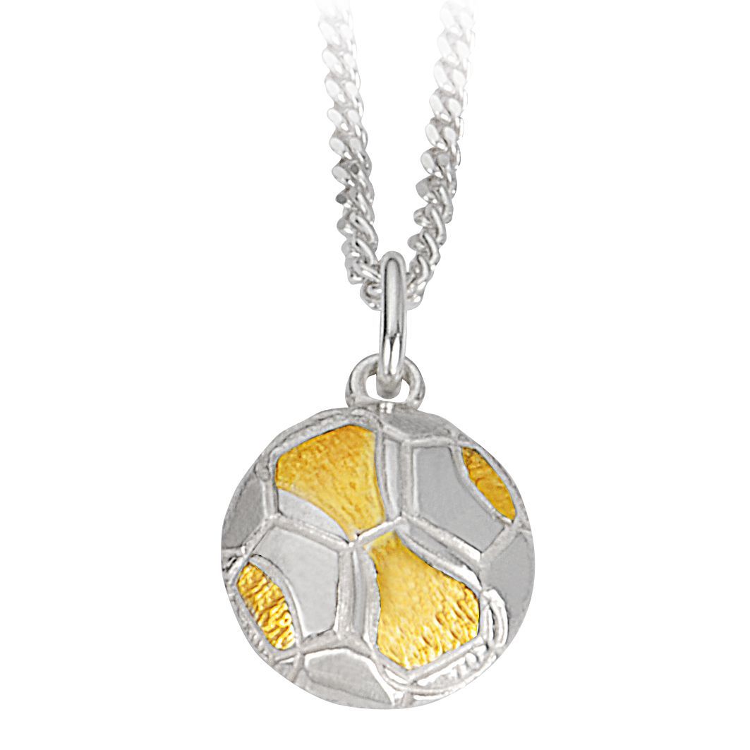 Anhänger Fußball in Silber 925/- bicolor ohne Kette