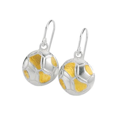Ohrhänger Fußball in Silber 925/- bicolor