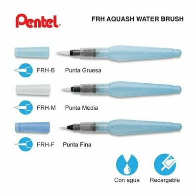 PENTEL AQUASH BRUSH PINCEL CON DEPÓSITO DE AGUA PUNTA REDONDA