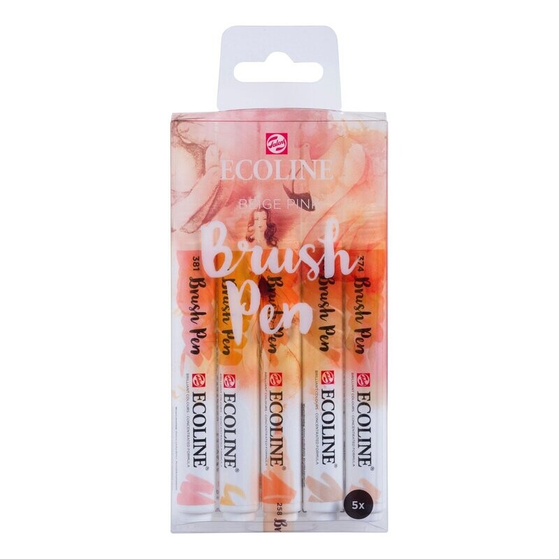 ECOLINE BRUSH PEN SET 5 COLORES BEIGE PINK