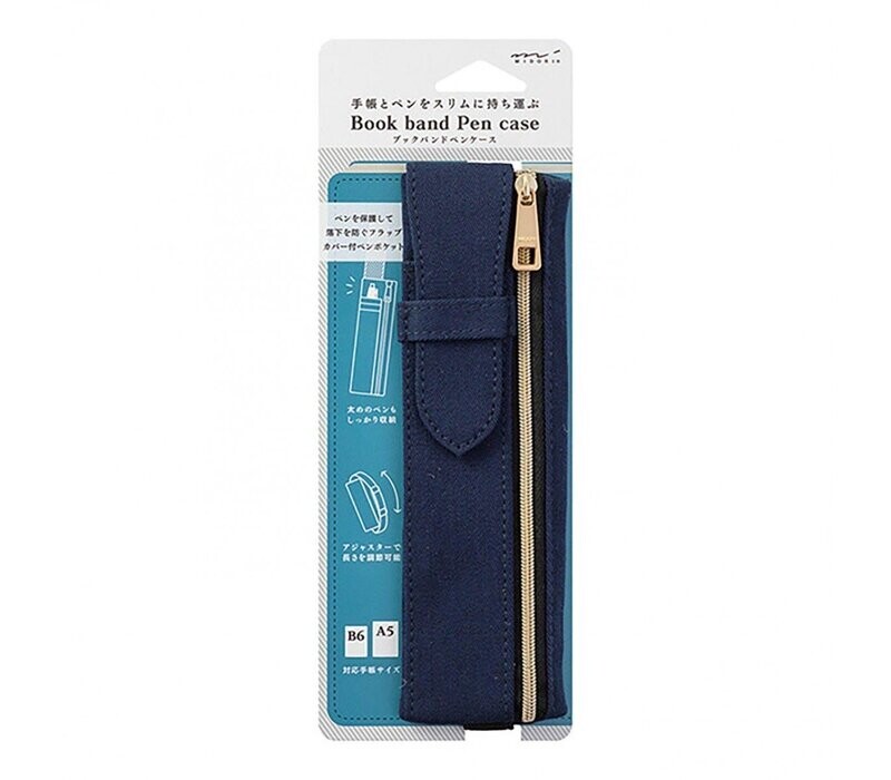 MIDORI ESTUCHE BOOK BAND PEN CASE NAVY