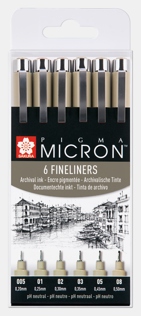 SAKURA PIGMA MICRON ESTUCHE DE 6