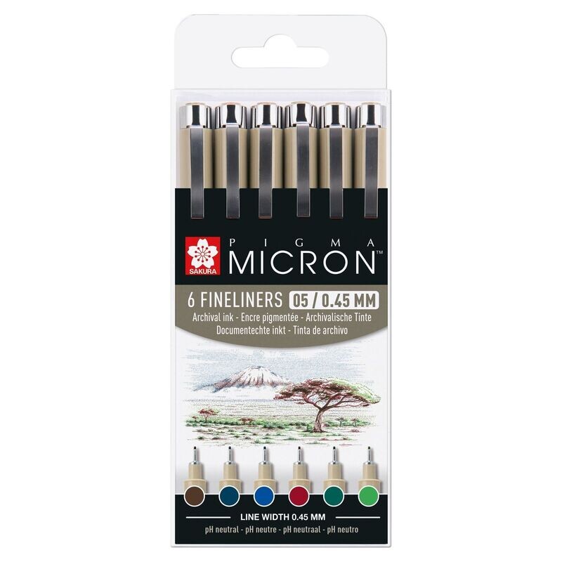 SAKURA PIGMA MICRON 05 COLOR ESTUCHE DE 6