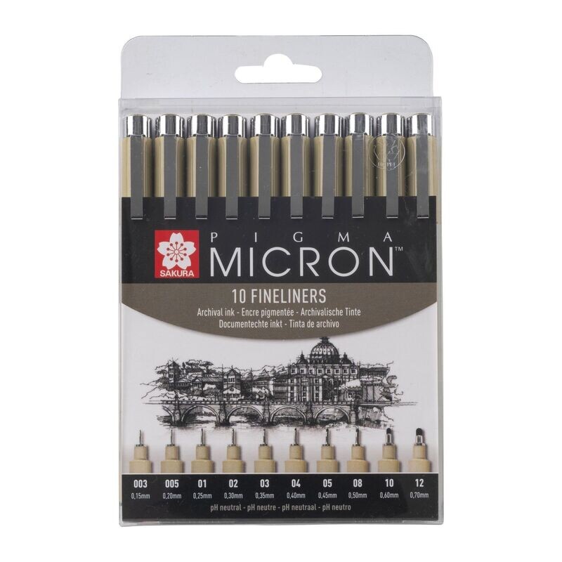SAKURA PIGMA MICRON NEGRO ESTUCHE DE 10