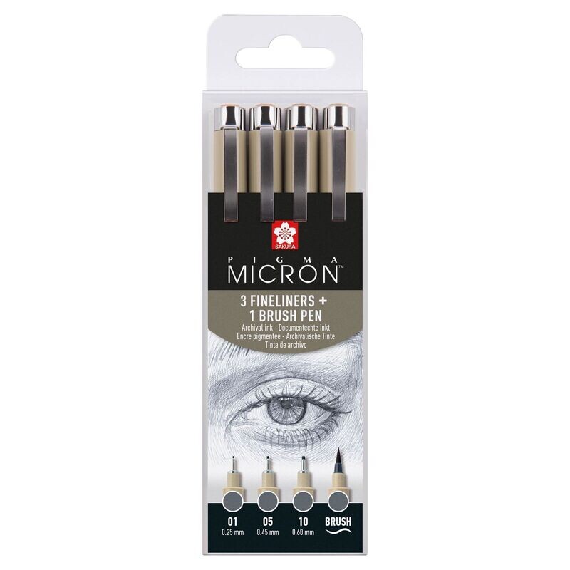 SAKURA PIGMA MICRON GRIS FRÍO ESTUCHE DE 4