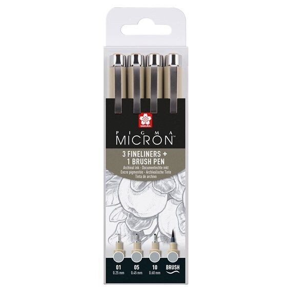 SAKURA PIGMA MICRON GRIS FRÍO CLARO ESTUCHE DE 4